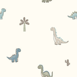 Baumwolljersey süsse Dinos - creme