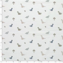 Baumwolljersey süsse Dinos - creme
