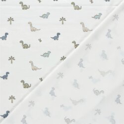 Baumwolljersey süsse Dinos - creme