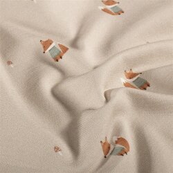 French Terry BIO~Organic Digital kleine Füchse - hellbeige