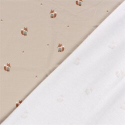 French Terry BIO~Organic Digital kleine Füchse - hellbeige