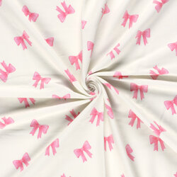 French Terry BIO~Organic Digital pinke Schleifen - wollweiß - creme