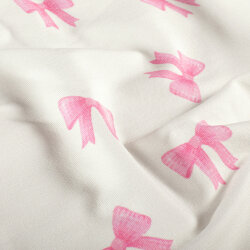 French Terry BIO~Organic Digital pinke Schleifen - wollweiß - creme