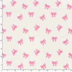 French Terry BIO~Organic Digital pinke Schleifen - wollweiß - creme