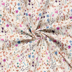 French Terry BIO~Organic Digital Blumenfeld - wollweiß - creme