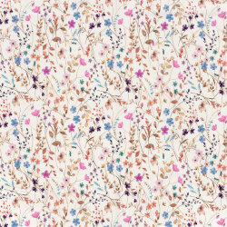 French Terry BIO~Organic Digital Blumenfeld - wollweiß - creme