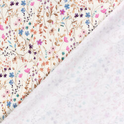 French Terry BIO~Organic Digital Blumenfeld - wollweiß - creme