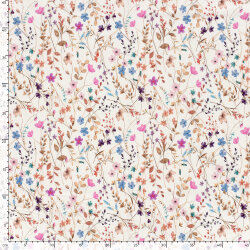 French Terry BIO~Organic Digital Blumenfeld - wollweiß - creme