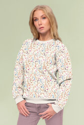 French Terry BIO~Organic Digital Blumenfeld - wollweiß - creme