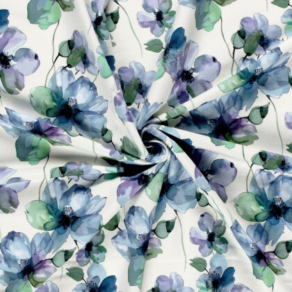 French Terry BIO~Organic Digital Aquarellblüten - wollweiß - creme