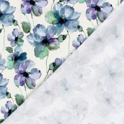 French Terry BIO~Organic Digital Aquarellblüten - wollweiß - creme