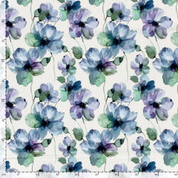 French Terry BIO~Organic Digital Aquarellblüten - wollweiß - creme