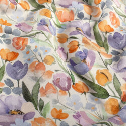 French Terry BIO~Organic Digital Tulpenfeld - wollweiß - creme