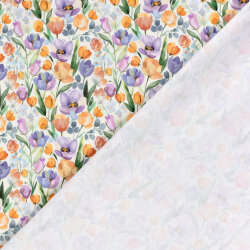 French Terry BIO~Organic Digital Tulpenfeld - wollweiß - creme