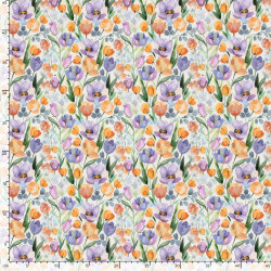 French Terry BIO~Organic Digital Tulpenfeld - wollweiß - creme