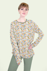 French Terry BIO~Organic Digital Tulpenfeld - wollweiß - creme