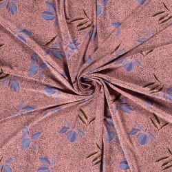 0,7 Meter - Viskosejersey Blumen - rosa