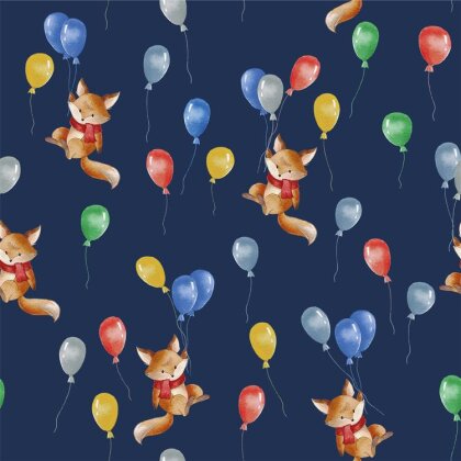 0,3 Meter - Softshell Digital Fuchs mit Luftballons - nachtblau