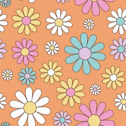 0,4 Meter - Baumwolljersey bunte Gänseblümchen...