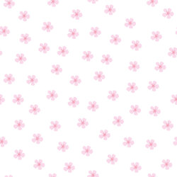 0,5 Meter - Baumwollpopeline rosa Blüten - weiss