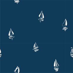 0,5 Meter - Baumwolljersey kleine Segelboote - dunkelblau