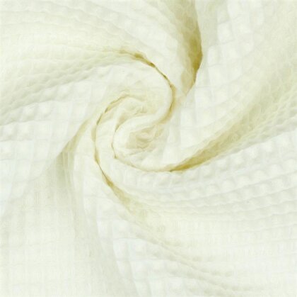 0,7 Meter - Waffelpiqué *Vera* 6mm- creme