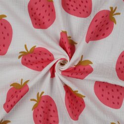 0,4 Meter - Musselin Erdbeeren - altweiss