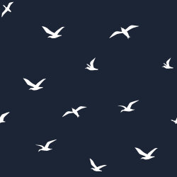 0,4 Meter - Musselin Vögel - dunkelblau