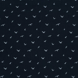 0,4 Meter - Musselin Vögel - dunkelblau