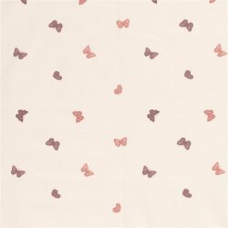0,8 Meter - Baumwolljersey Aquarell Schmetterlinge - creme