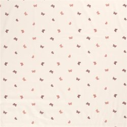 0,8 Meter - Baumwolljersey Aquarell Schmetterlinge - creme