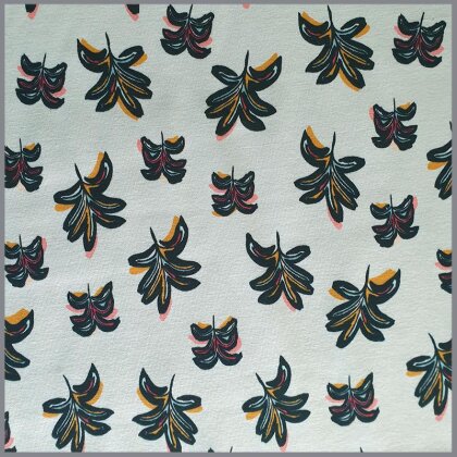0,6 Meter - Sweat Brushed Blumen - lichtgrau
