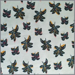 0,6 Meter - Sweat Brushed Blumen - lichtgrau