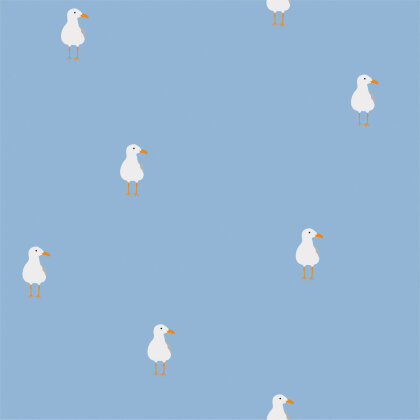 0,7 Meter - Baumwolljersey Möwe - dunkeleisblau