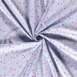 0,8 Meter - Baumwollpopeline Blumengeflecht - hellblau