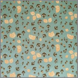 0,2 Meter - Baumwolljersey Pilze dunkelmint
