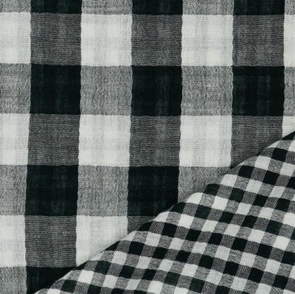 0,6 Meter - Doppelseitiger Musselin CHECKS - schwarz
