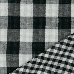 0,6 Meter - Doppelseitiger Musselin CHECKS - schwarz