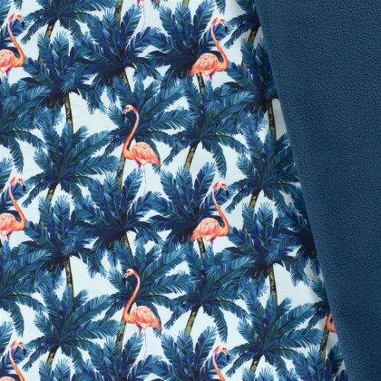 0,5 Meter - Softshell Digital Flamingos unter Palmen mint