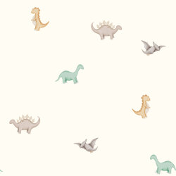 0,5 Meter - Musselin Digital kleine Dinos - creme