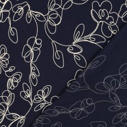 Musselin Bestickt Blumen - dunkelblau