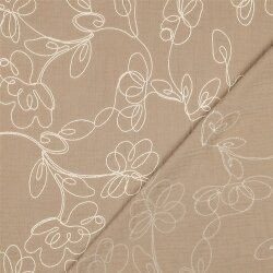 Musselin Bestickt Blumen - beige