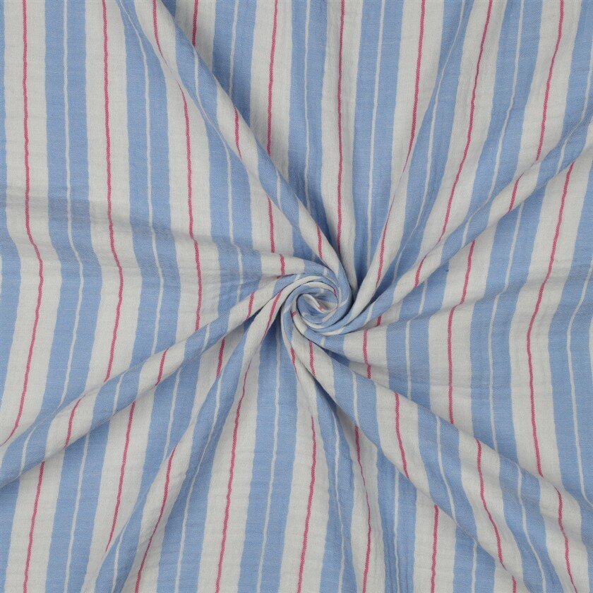 Musselin Garngefärbt Streifen - blau