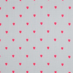 Musselin Bestickt Neon Herzen - weiß