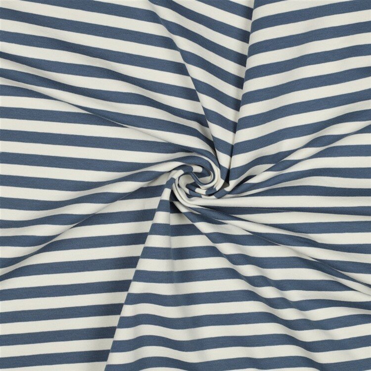 French Terry Streifen - altweiß/indigo