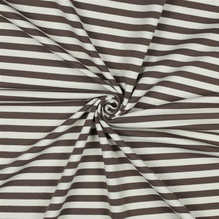 French Terry Streifen - altweiß/kaltbraun