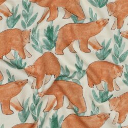 French Terry Bären im Gras - cremebeige