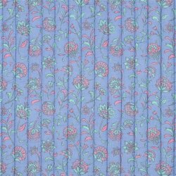 Steppstoff Musselin Blumenranken 2-Seitig - hellblau/mint