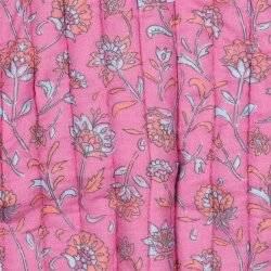 Steppstoff Musselin Blumenranken 2-Seitig- fuchsia/hellblau