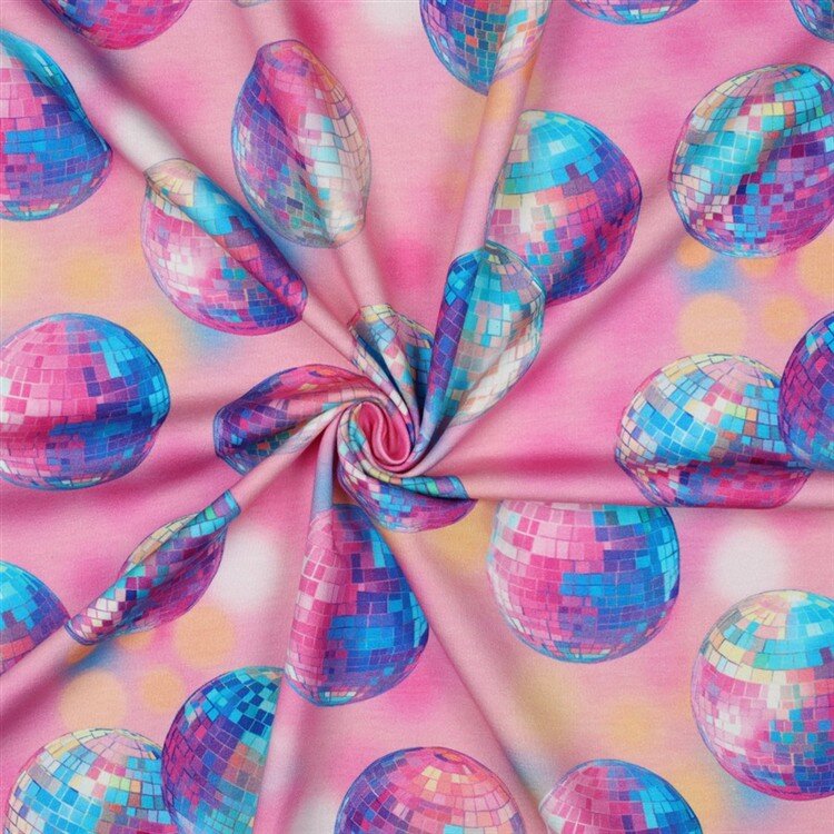 French Terry Disco Kugel - pink